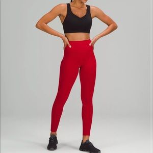 Dark red lululemon aligns 25 inch
